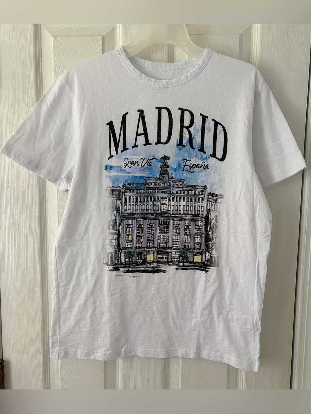 Primark White Madrid Graphic Short Sleeve Tee